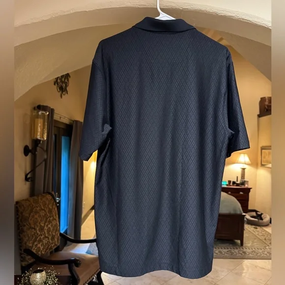 Nike Men's Dri-Fit Black Patterned Golf Polo Shirt - Picture 2 of 5